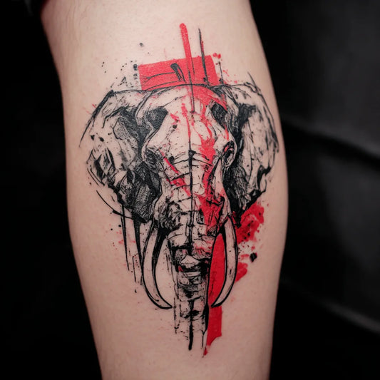 Trash Polka Elephant Tattoo