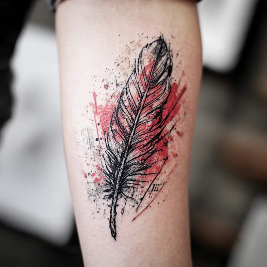 Trash Polka Feather Tattoo