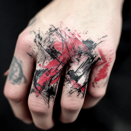 Trash Polka Finger Tattoo