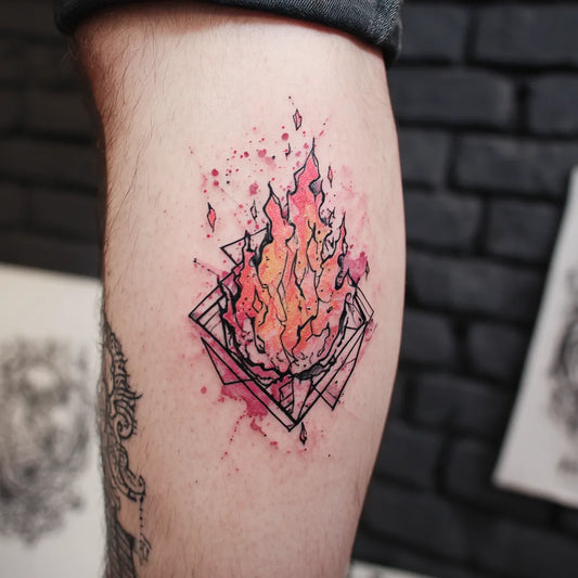 Trash Polka Flame Tattoo
