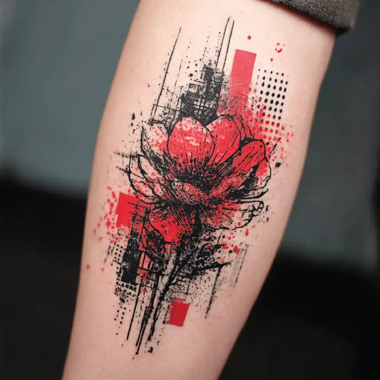 Trash Polka Flower Tattoo