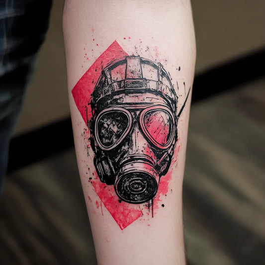Trash Polka Gas Mask Tattoo