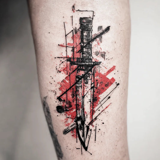 Trash Polka Knife Tattoo