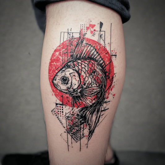 Trash Polka Koi Fish Tattoo
