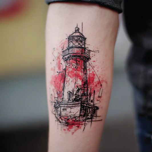 Trash Polka Lighthouse Tattoo