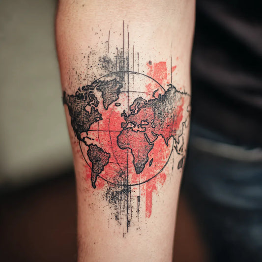 Trash Polka Map Tattoo