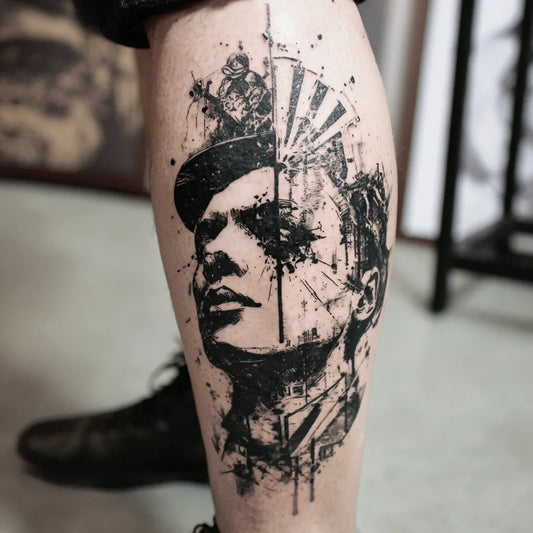 Trash Polka Tattoo Black and Grey