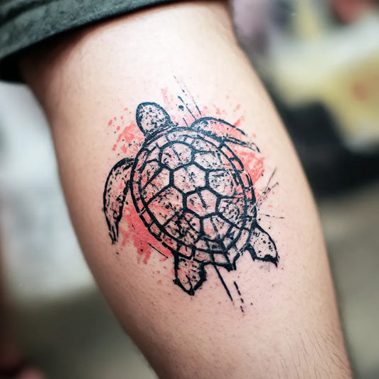 Trash Polka Turtle Tattoo