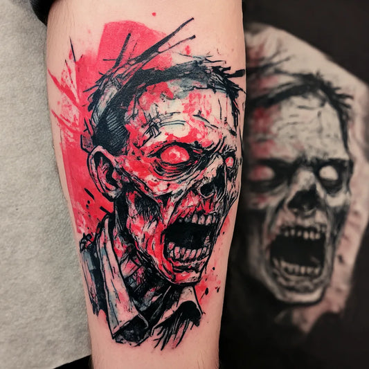 Trash Polka Zombie Horror Tattoo
