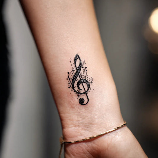 Treble Clef Wrist Tattoo for Women