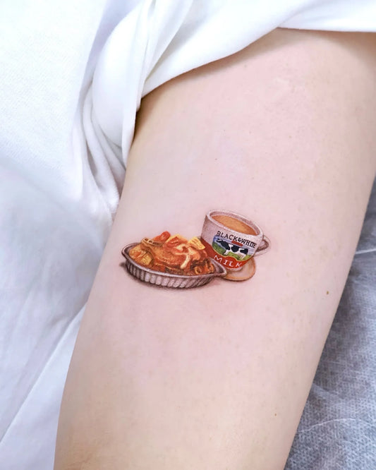 realistic hong kong milk tea street food tattoo