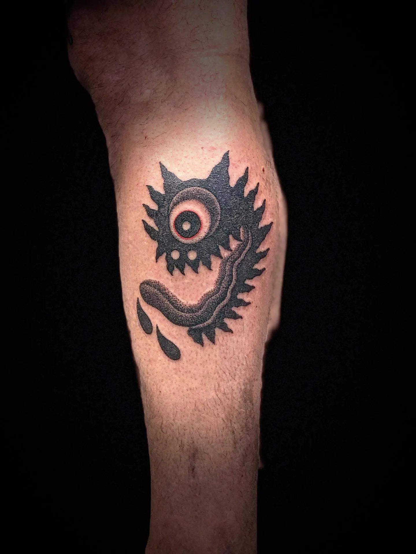 japanese dotwork one eye ghost tattoo on eg