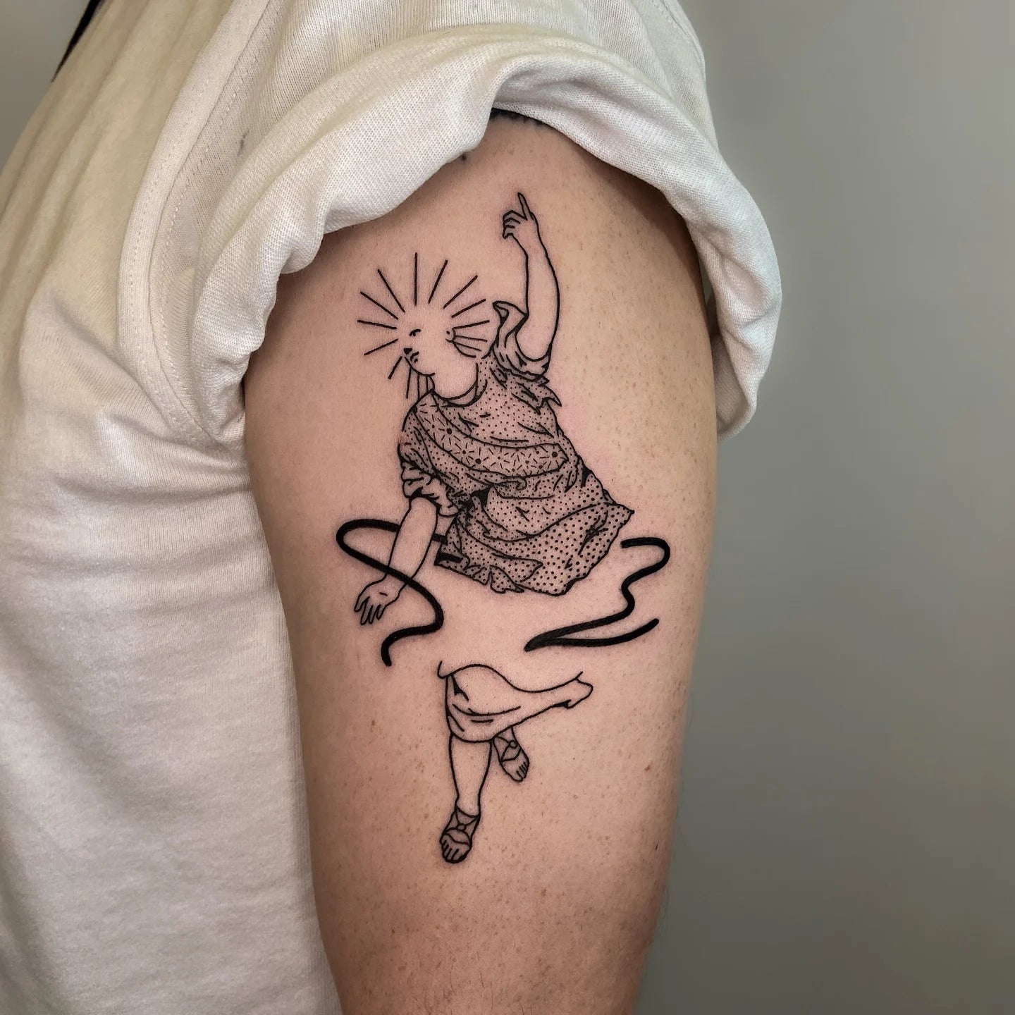 abstract woman dotwork tattoo