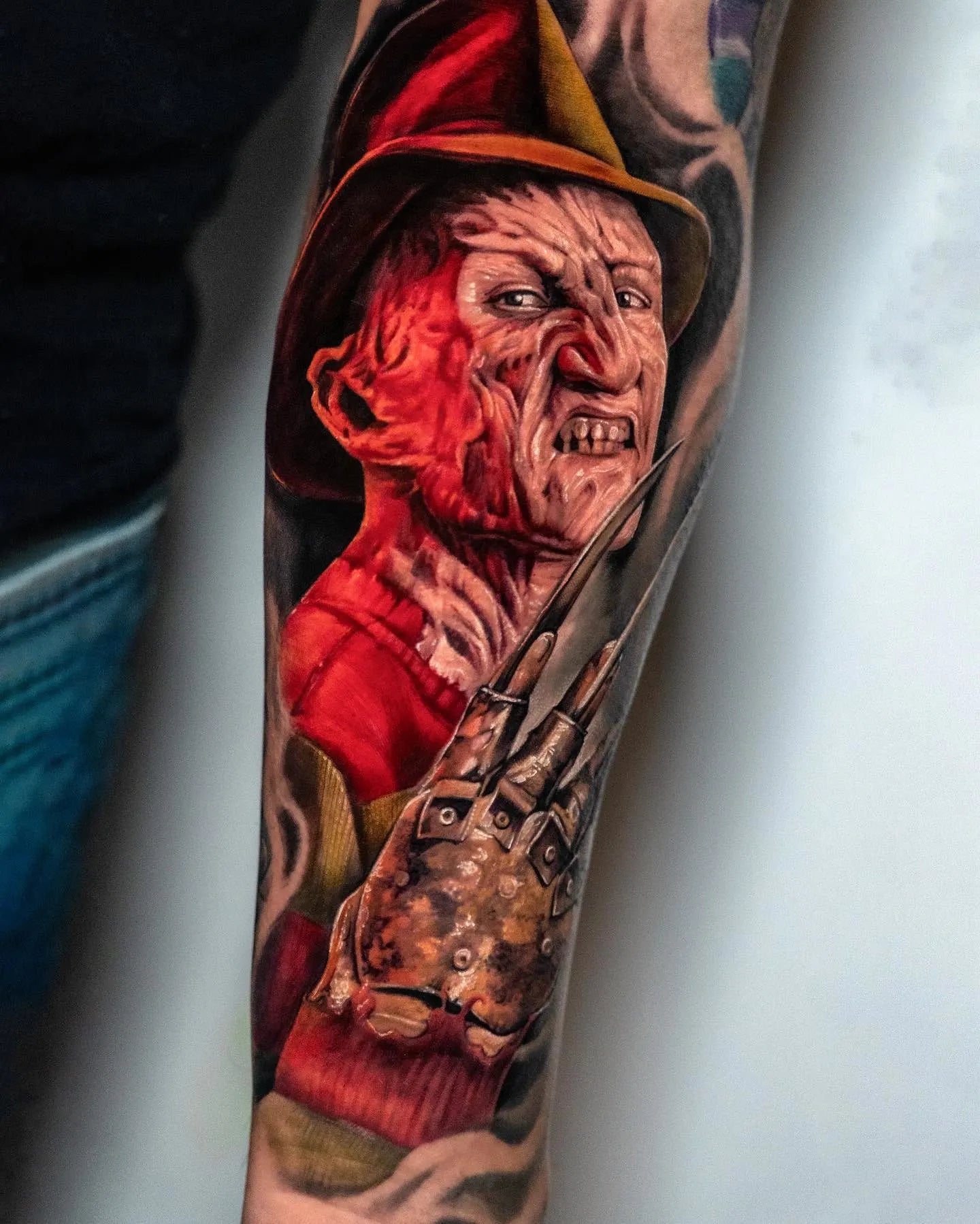 Freddy Krueger color realism tattoo