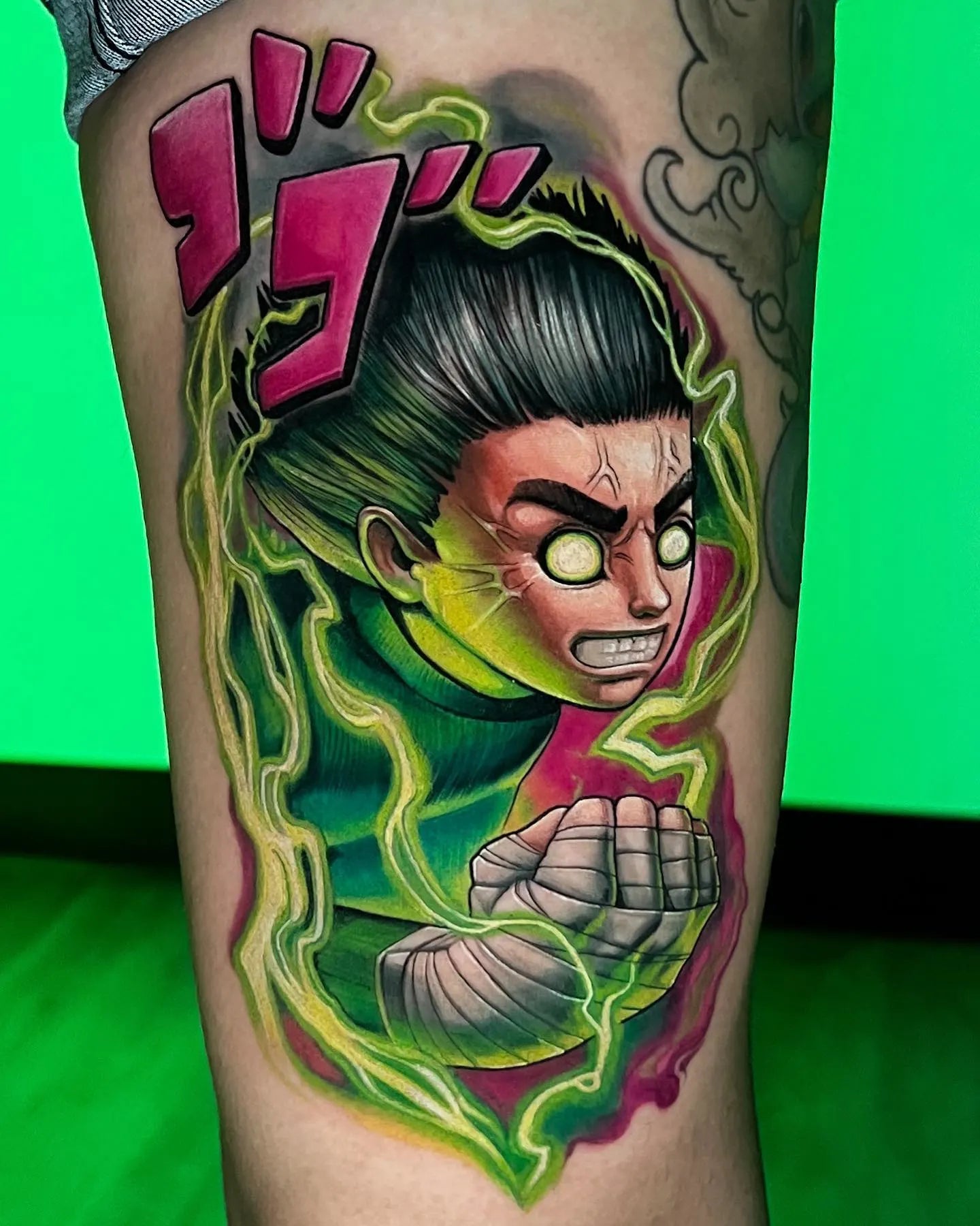 Rock Lee Taijutsu master Naruto anime color realism tattoo